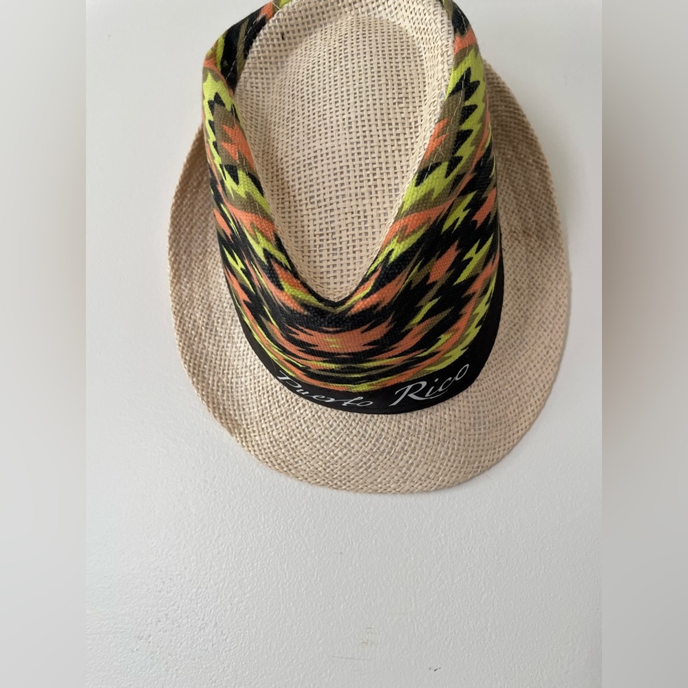 Puerto Rico Patterned Straw Fedora - Picture 2 of 6